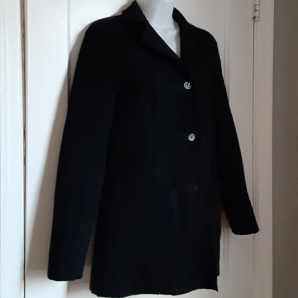 Herman Geist black 100% wool peacoat size small - Picture 2 of 7